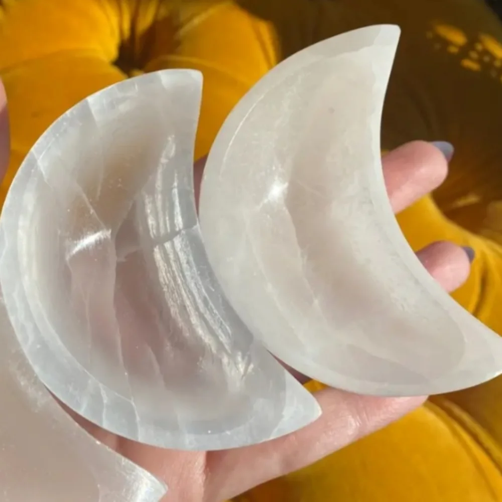 Selenite Crystal Moon Bowl - Picture 3 of 3